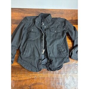 First MFG Co Men Motorcycle Jacket XL Rough Neck Raw Denim Black Street Bike